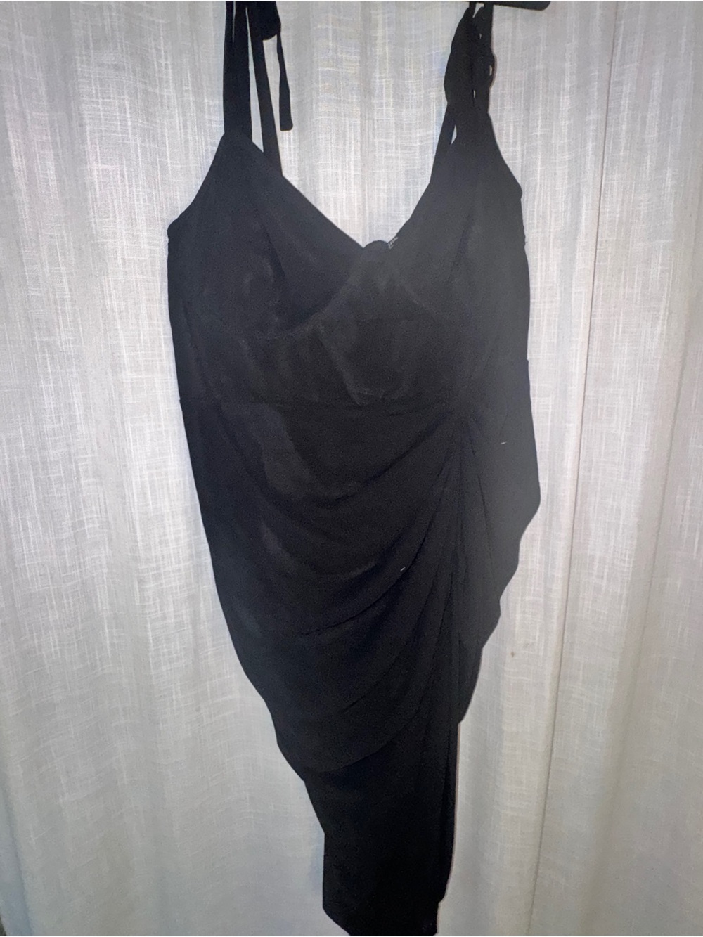 PrettyLittleThing Black One-Shoulder Draped Dress